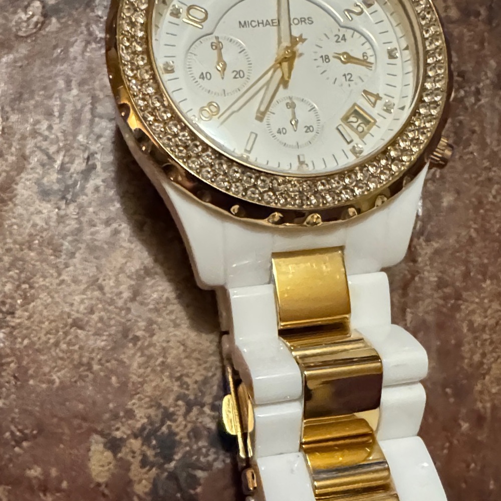Used Michael Kors White and Gold Watch - Picture 2 of 8